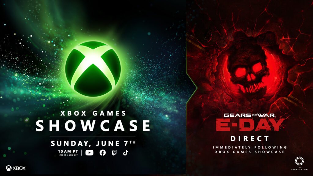 Arte oficial del Xbox Games Showcase 2026 junto al Direct de Gears of War: E-Day