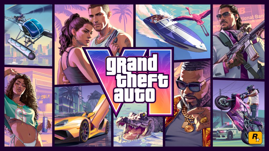 Arte oficial de Grand Theft Auto VI con Jason y Lucia.
