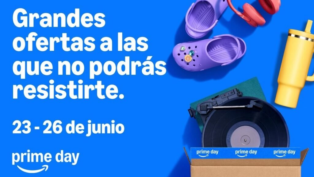 Cartel oficial de Amazon Prime Day 2026 con las fechas del 23 al 26 de junio.