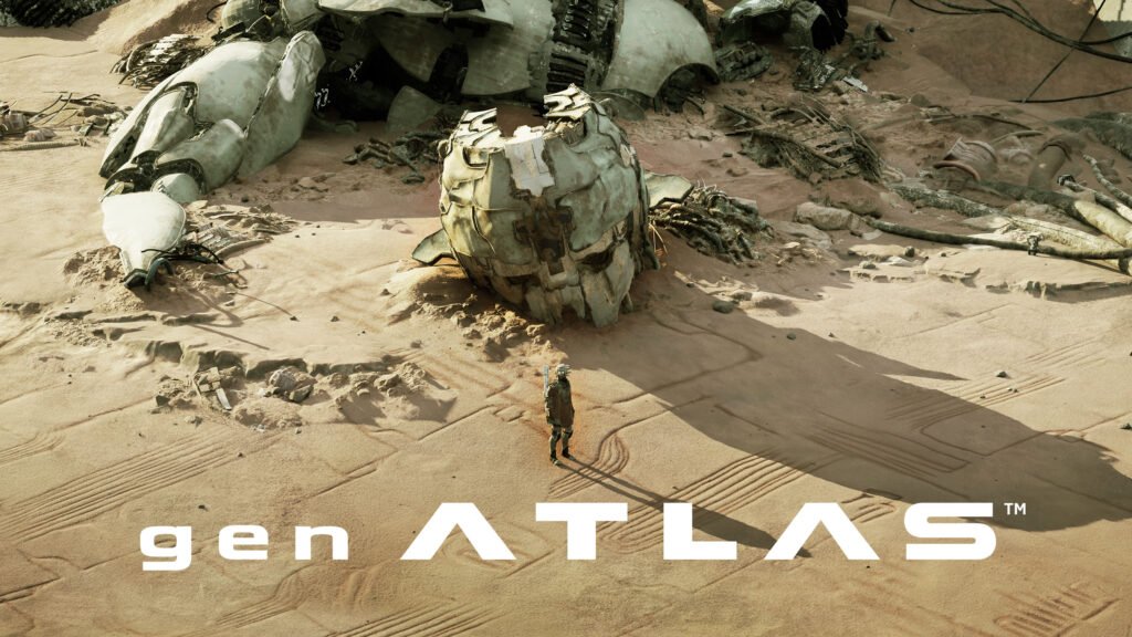 Estructuras mecánicas colosales en una imagen oficial de gen ATLAS, el nuevo proyecto de genDESIGN