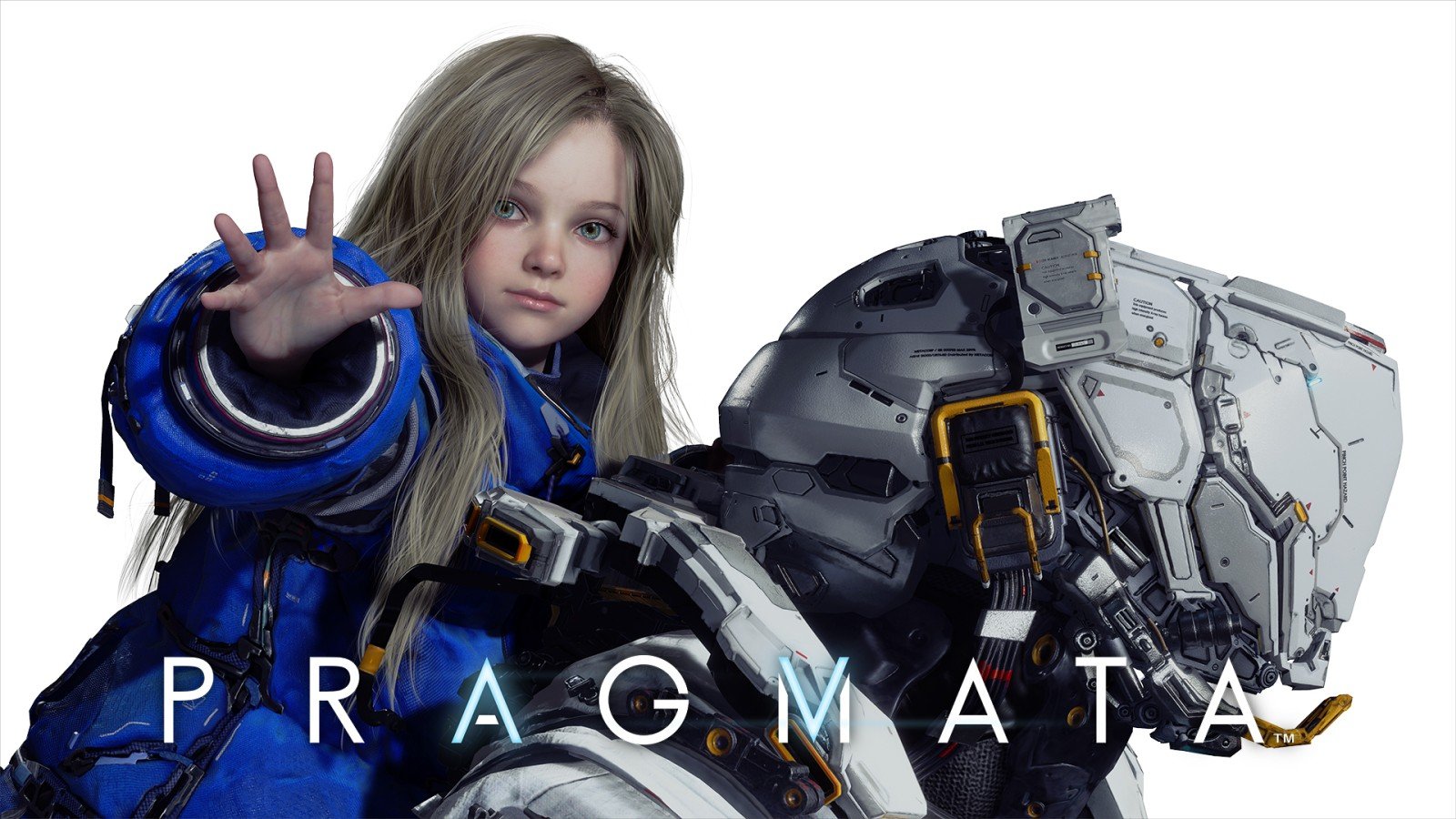 Arte oficial de Pragmata con Hugh Williams y Diana en la estación lunar.